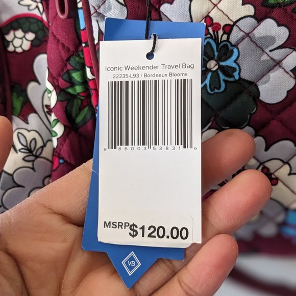 Vera Bradley Bordeaux Blooms Iconic Weekender Travel Bag - Picture 3 of 15